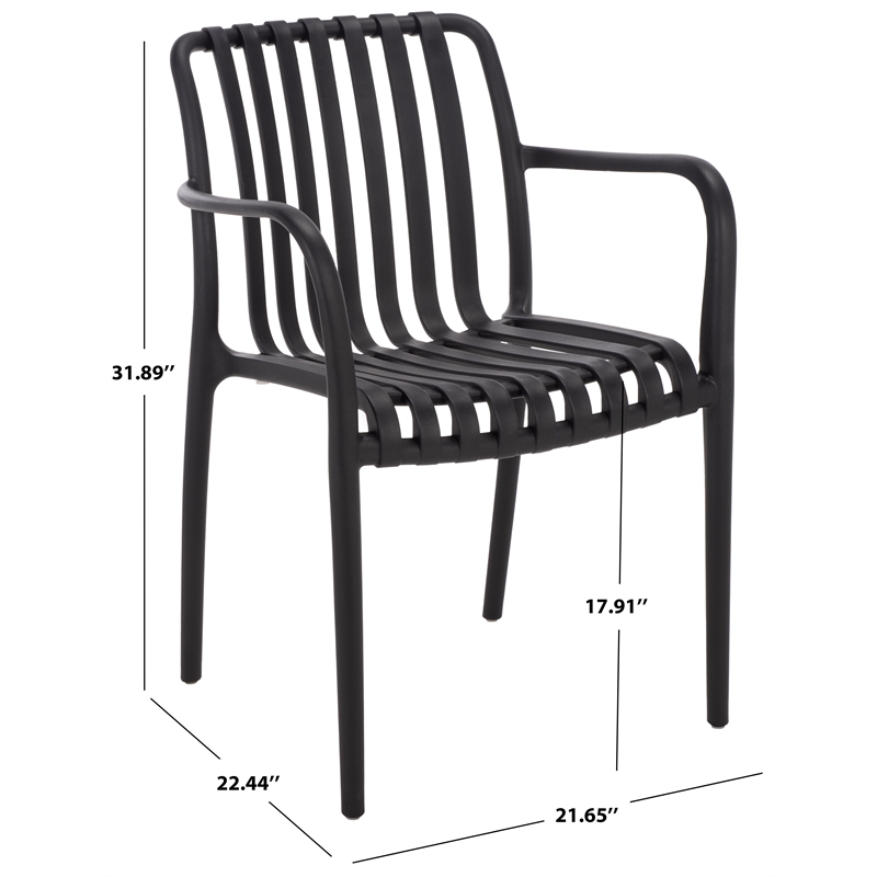 Safavieh Holly Plastic Dining Armchair Set of 2 in Black