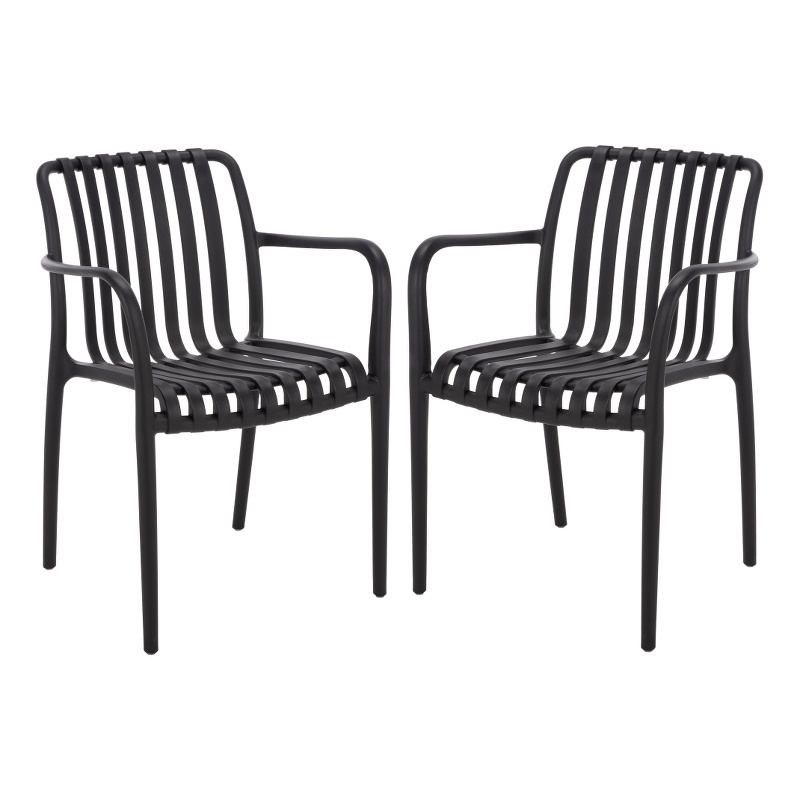 Safavieh Holly Plastic Dining Armchair Set of 2 in Black