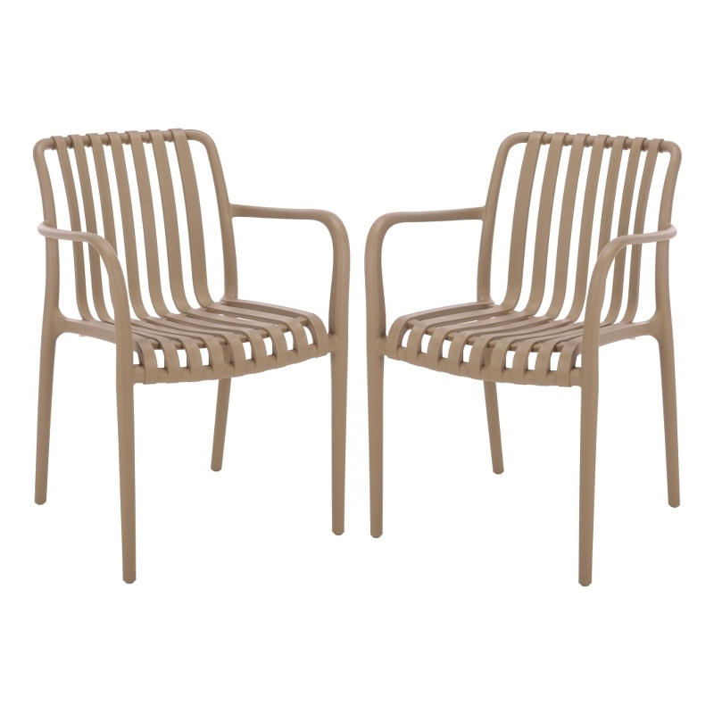 Safavieh Holly Plastic Dining Armchair Set of 2  in Beige