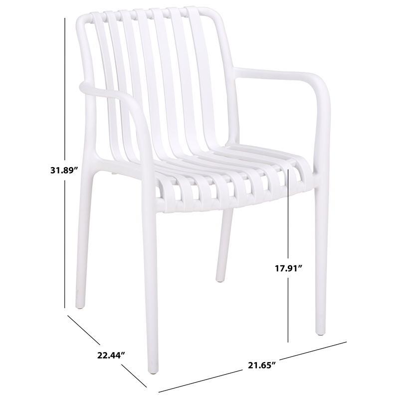 Safavieh Holly Plastic Dining Armchair Set of 2 in White