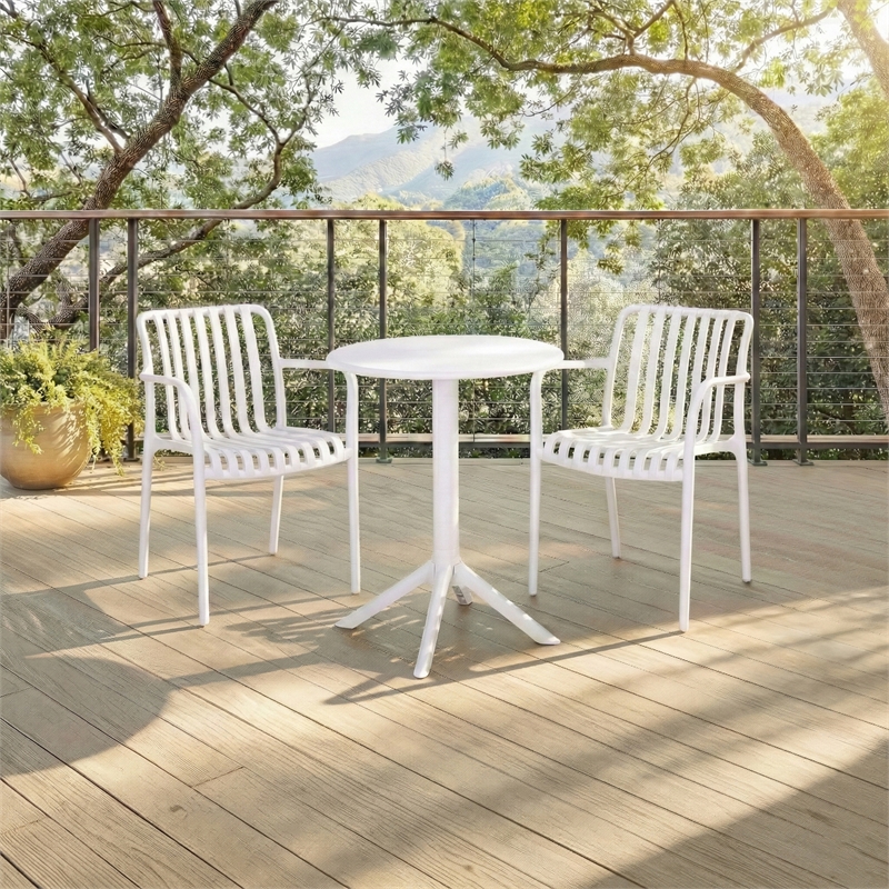 Safavieh Holly Plastic Dining Armchair Set of 2 in White