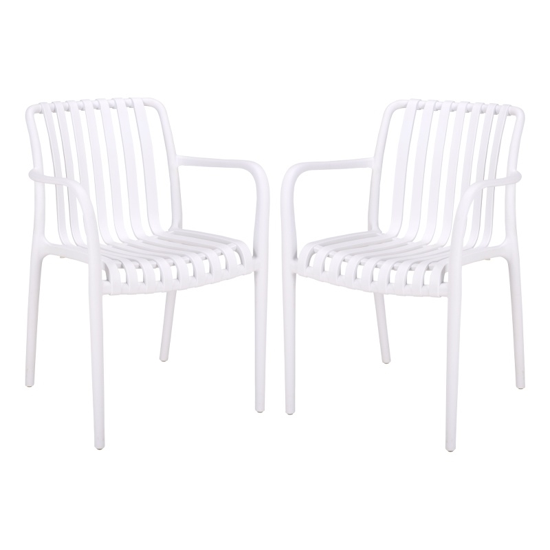 Safavieh Holly Plastic Dining Armchair Set of 2 in White