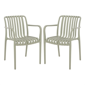 Safavieh Holly Plastic Dining Armchair Set of 2 in Green