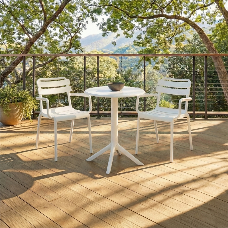 Safavieh Sarah Plastic Dining Armchair Set of 2  in White