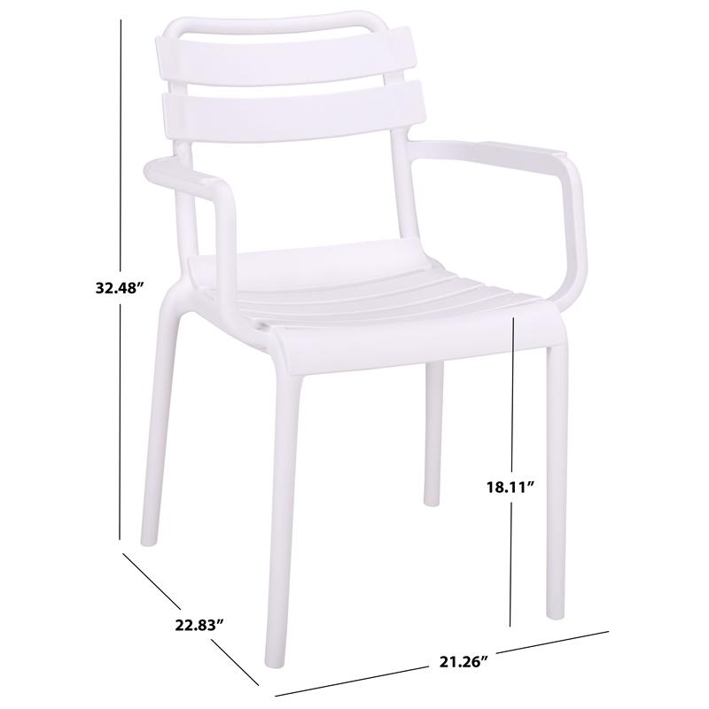 Safavieh Sarah Plastic Dining Armchair Set of 2  in White