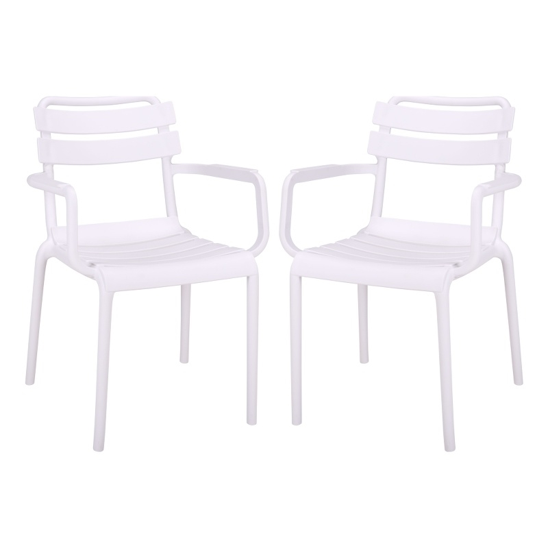 Safavieh Sarah Plastic Dining Armchair Set of 2  in White