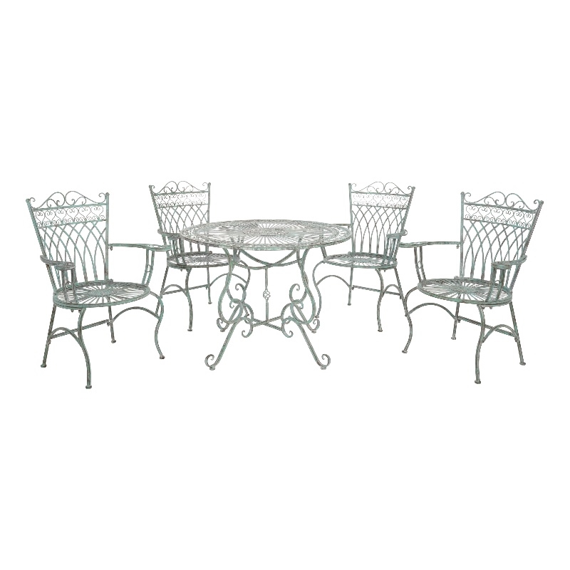 Safavieh Thessaly 5 Pc Iron Dining Set in Green