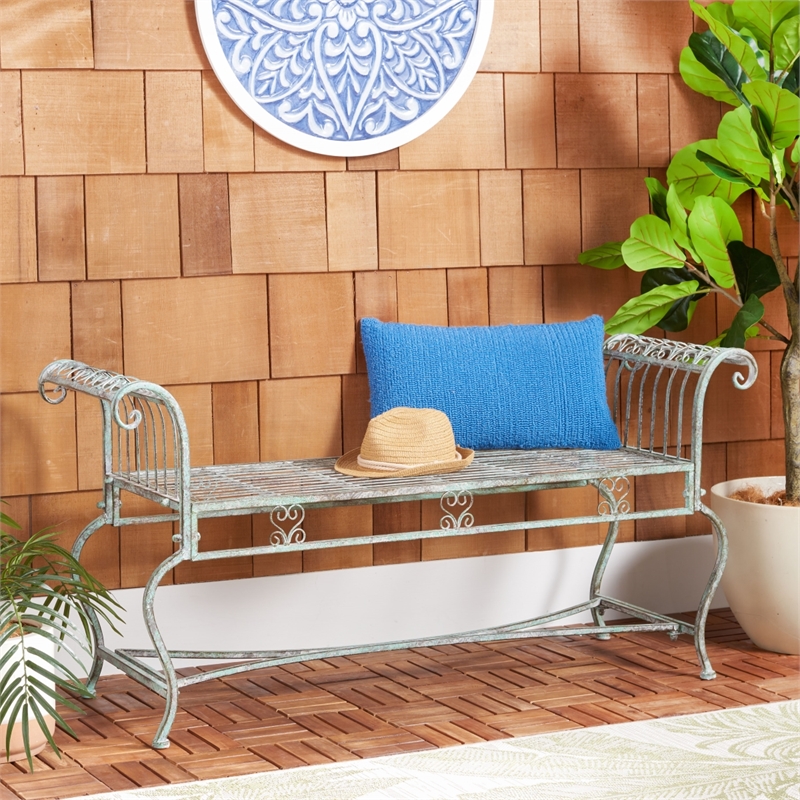 Safavieh Brielle Iron Bench in Green