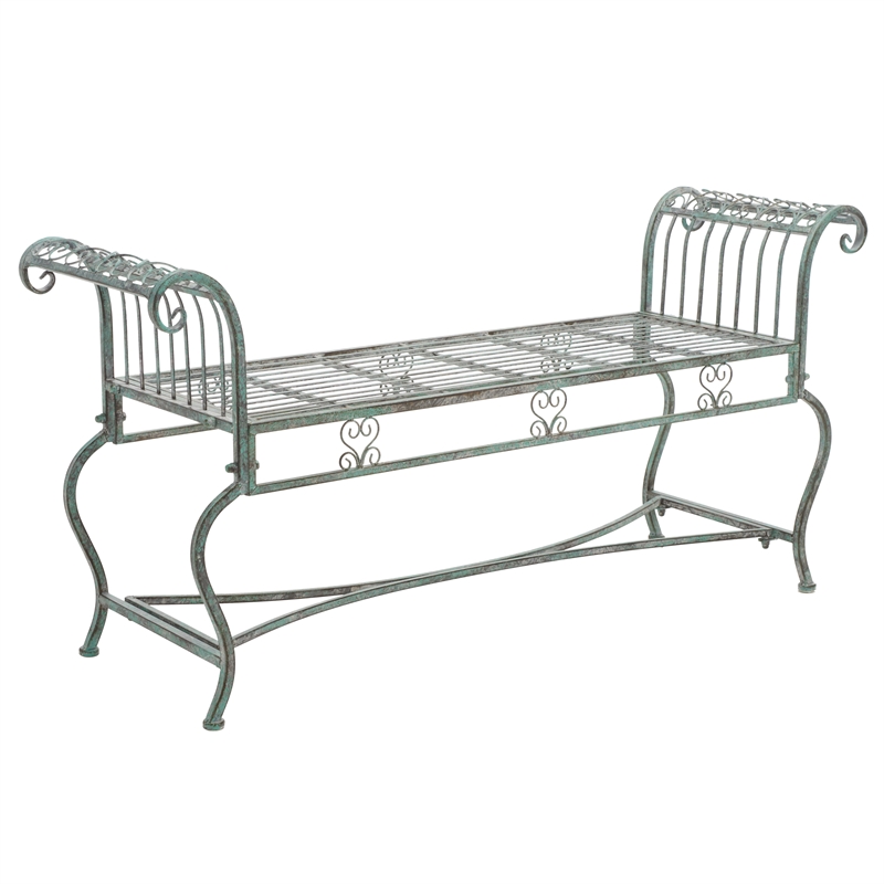 Safavieh Brielle Iron Bench in Green