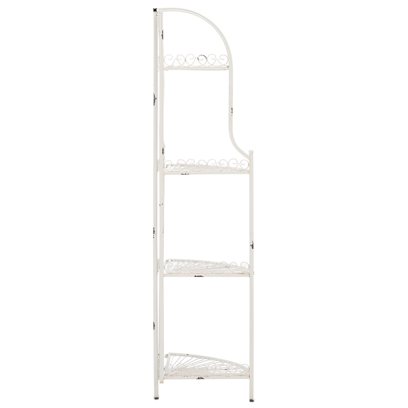 Safavieh Abarrane 4 Tier Iron Corner Shelf in White
