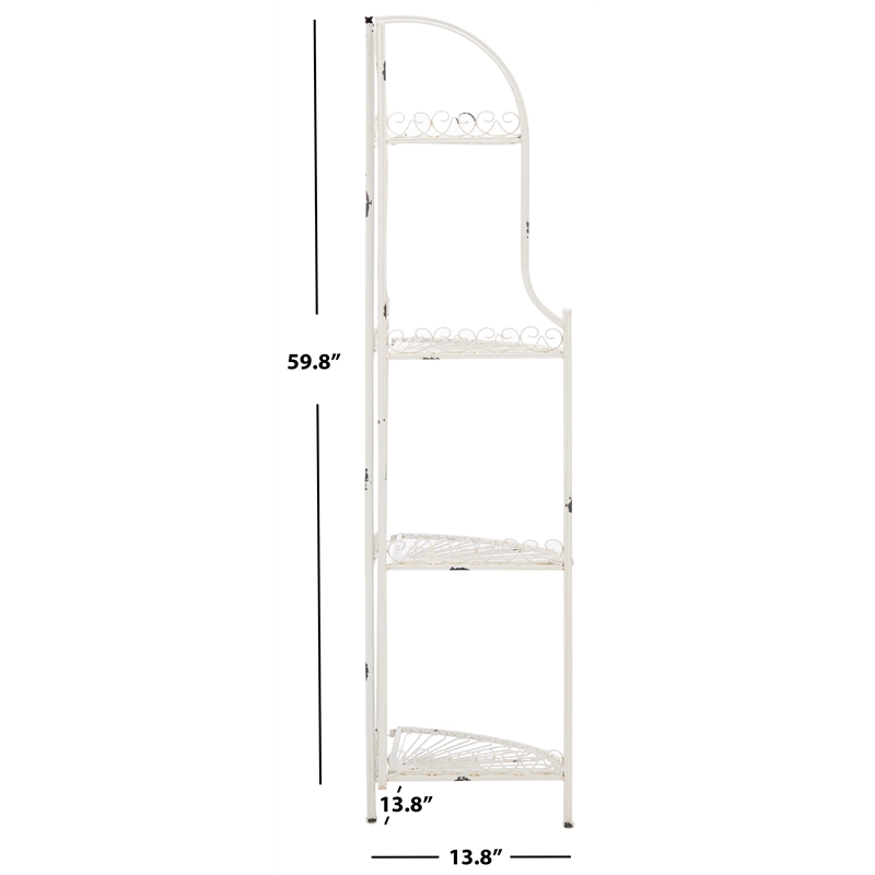 Safavieh Abarrane 4 Tier Iron Corner Shelf in White