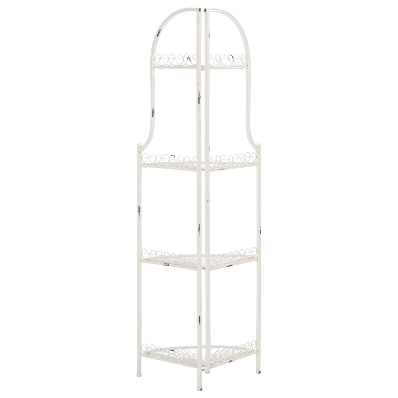 Safavieh Abarrane 4 Tier Iron Corner Shelf in White