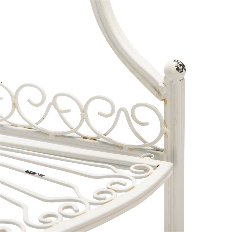 Safavieh Abarrane 4 Tier Iron Corner Shelf in White