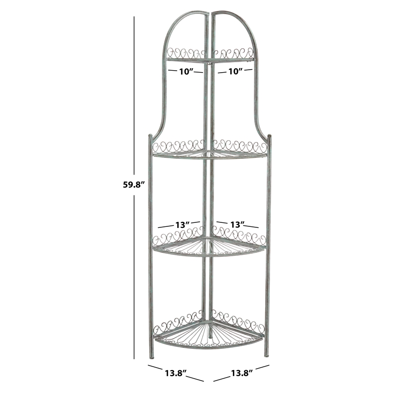 Safavieh Abarrane 4 Tier Iron Corner Shelf in Green