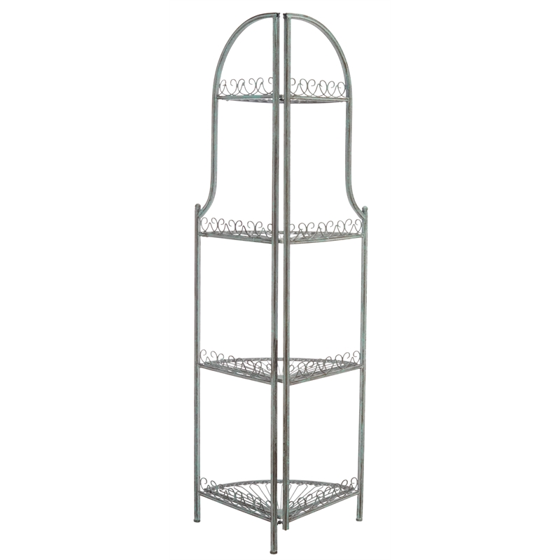Safavieh Abarrane 4 Tier Iron Corner Shelf in Green