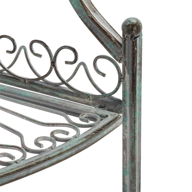 Safavieh Abarrane 4 Tier Iron Corner Shelf in Green