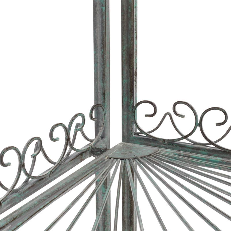 Safavieh Abarrane 4 Tier Iron Corner Shelf in Green