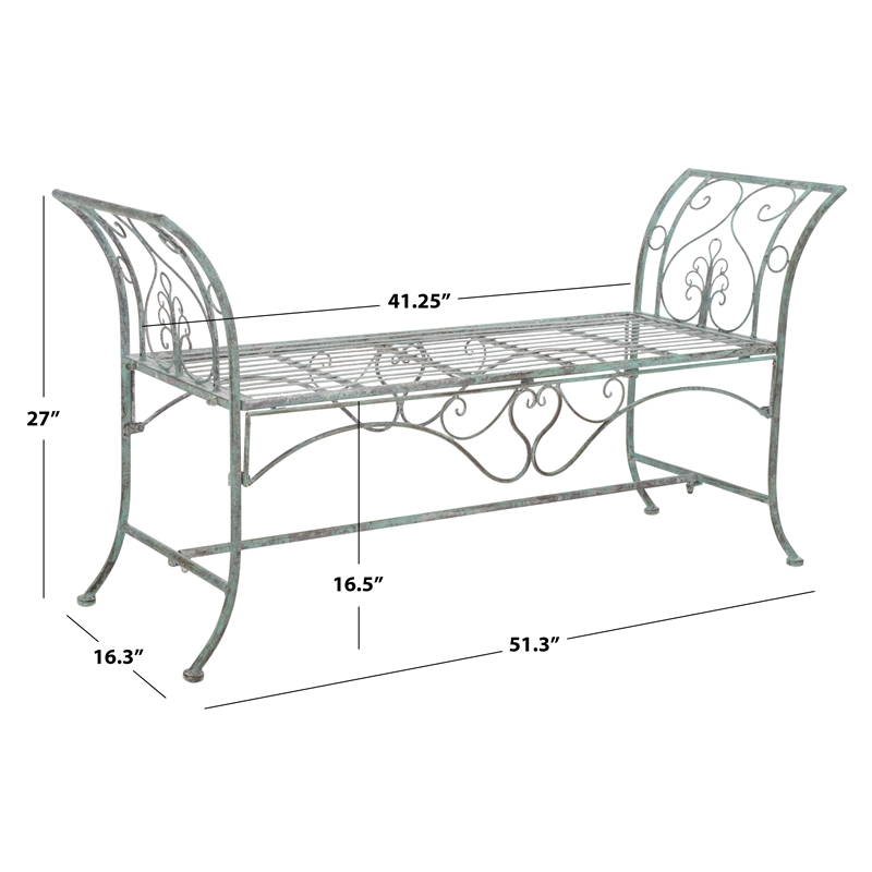 Safavieh Adina Iron Bench in Green