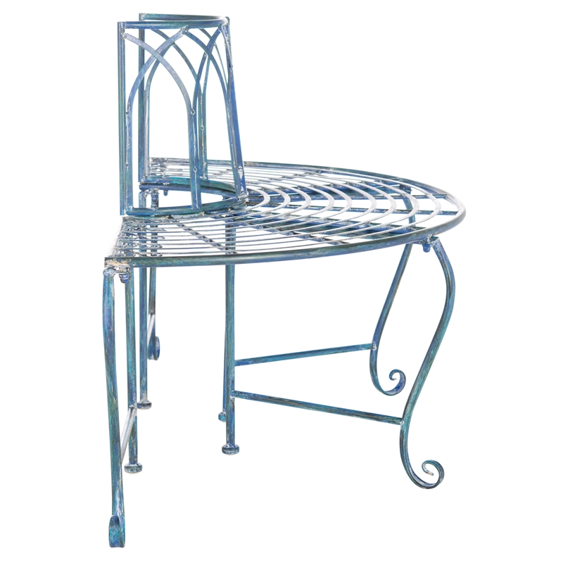 Safavieh Abia Tree Iron Bench in Blue