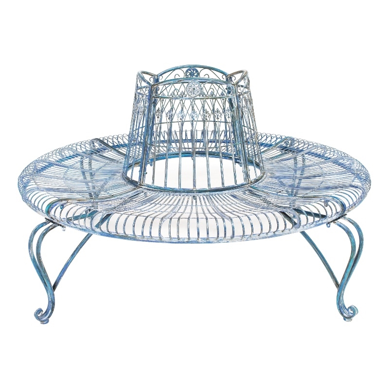 Safavieh Ally Darling Tree Iron Bench in Blue