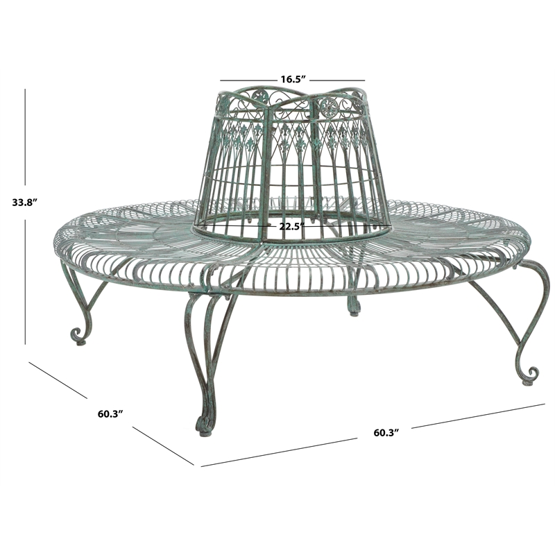 Safavieh Ally Darling Tree Iron Bench in Green
