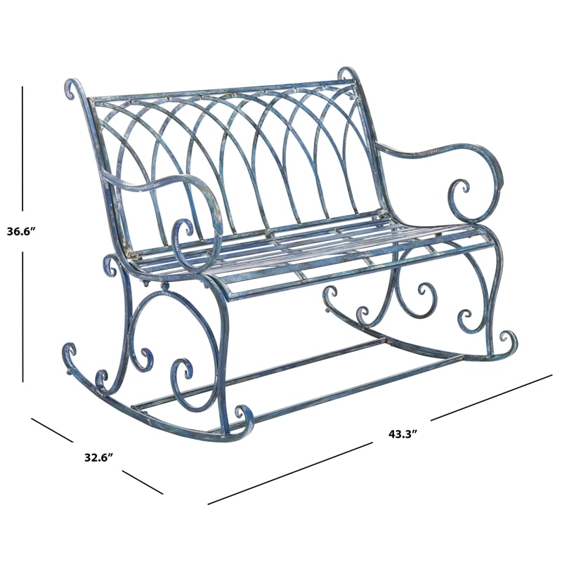 Safavieh Ressi Iron Rock Bench in Blue