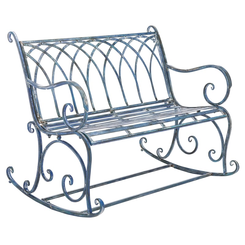 Safavieh Ressi Iron Rock Bench in Blue