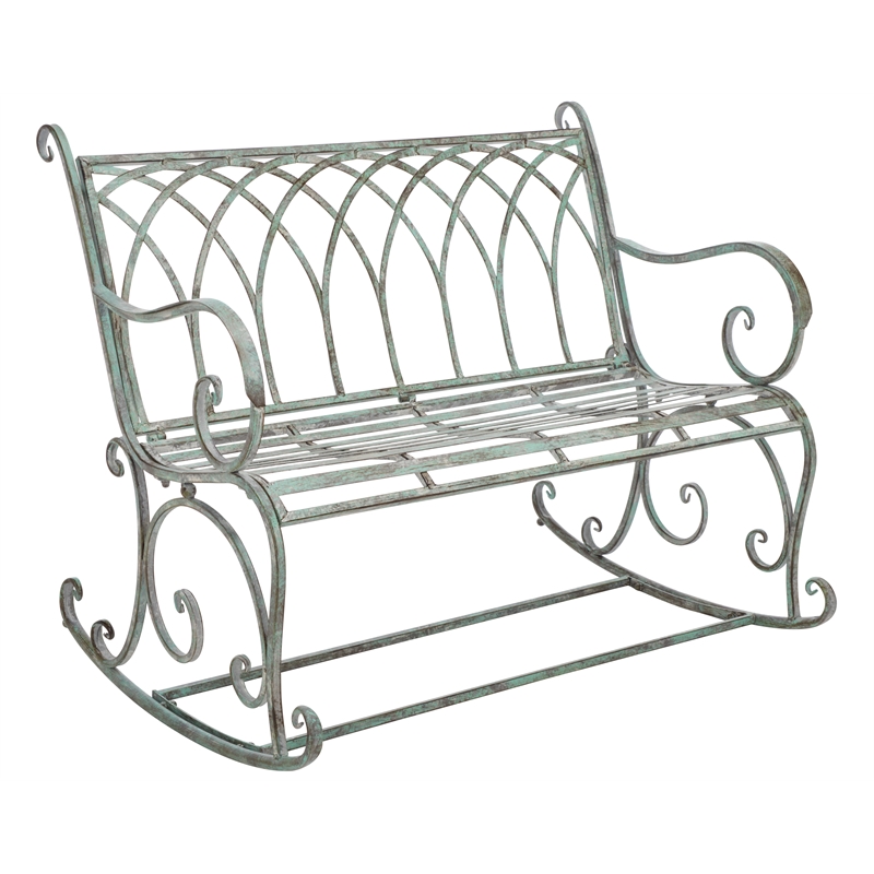 Safavieh Ressi Iron Rock Bench in Green