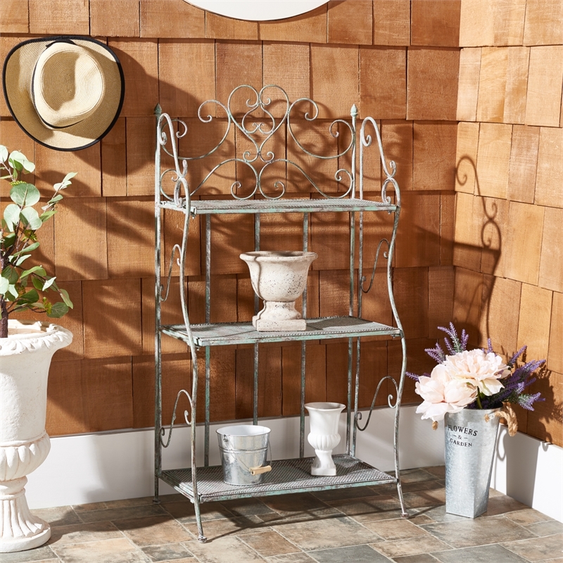 Safavieh Torus 3-Tier Iron Shelf in Green