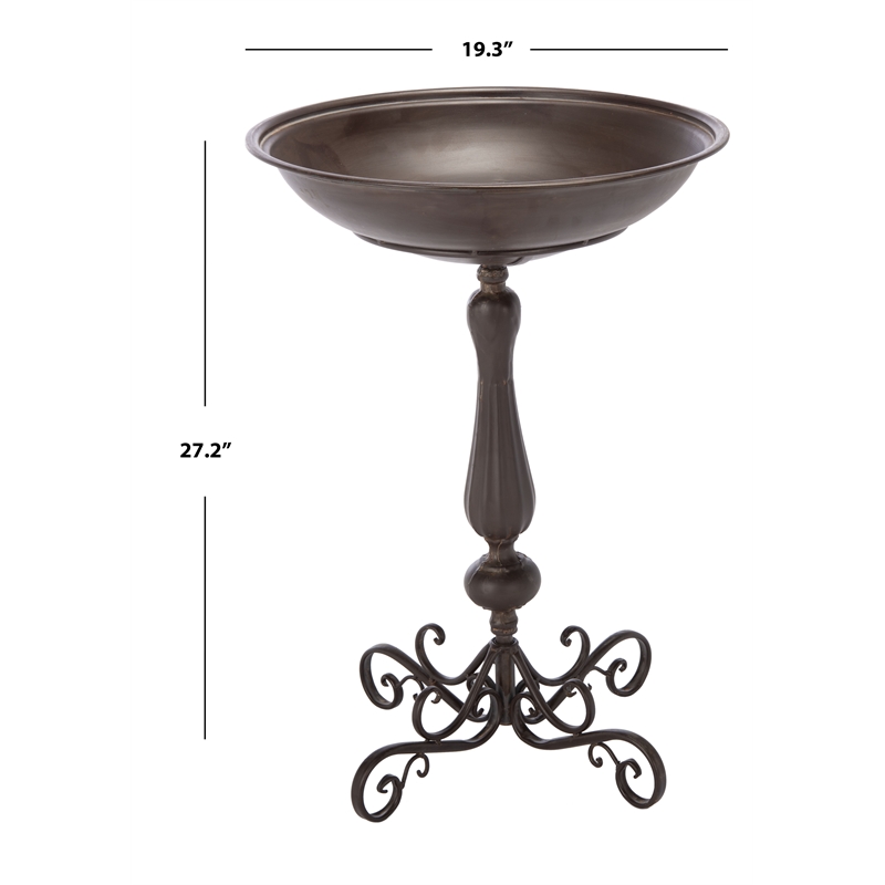 Safavieh Orian Iron Bird Bath in Brown