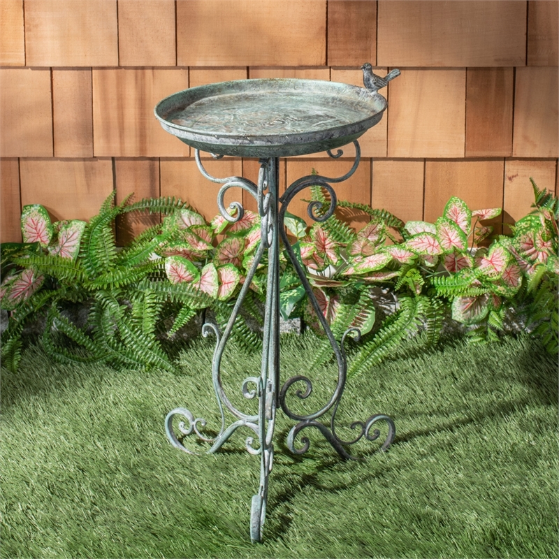 Safavieh Ashlan Iron Bird Bath in Green