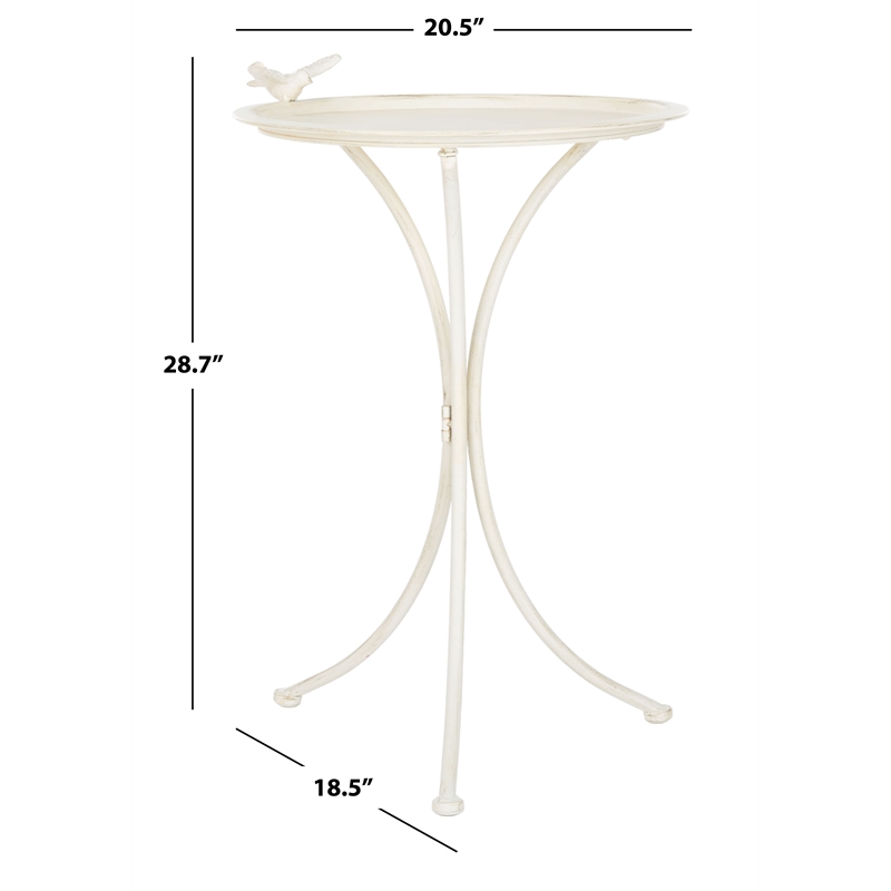Safavieh Kensi Iron Bird Bath in Pearl / White