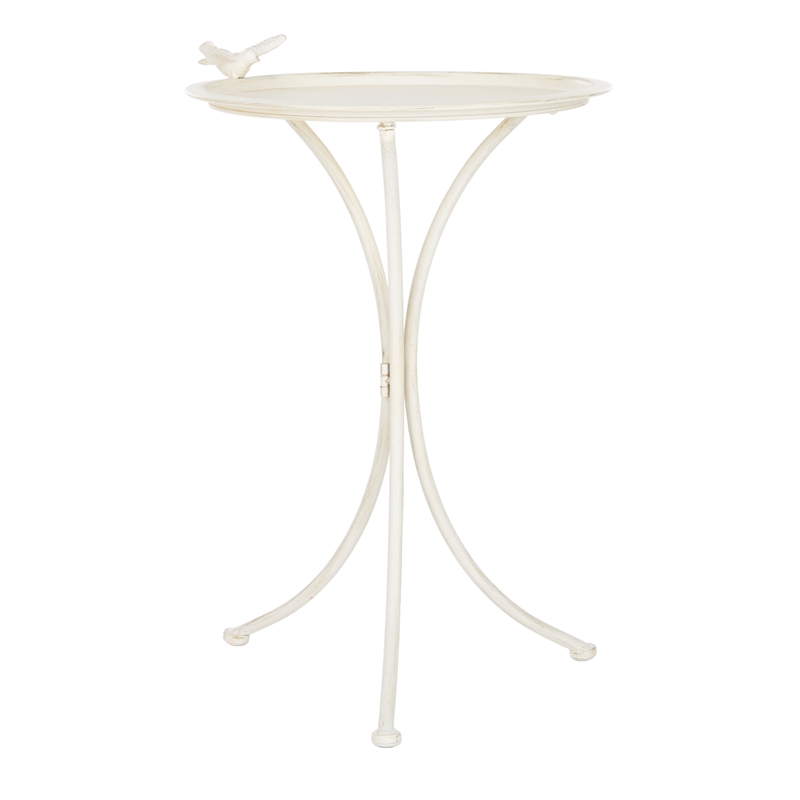 Safavieh Kensi Iron Bird Bath in Pearl / White