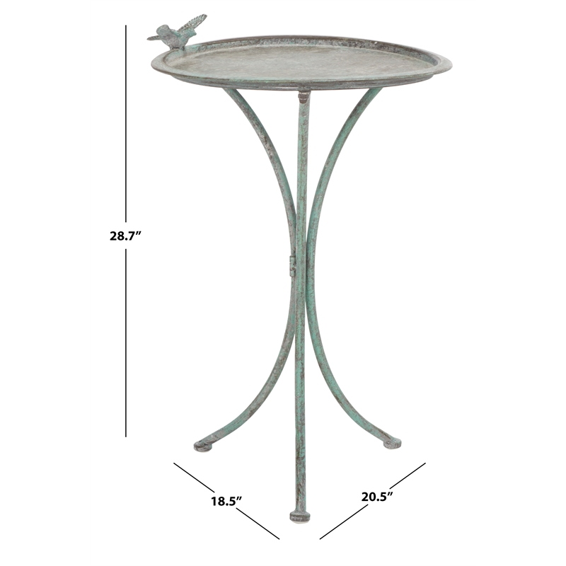 Safavieh Kensi Iron Bird Bath in Green