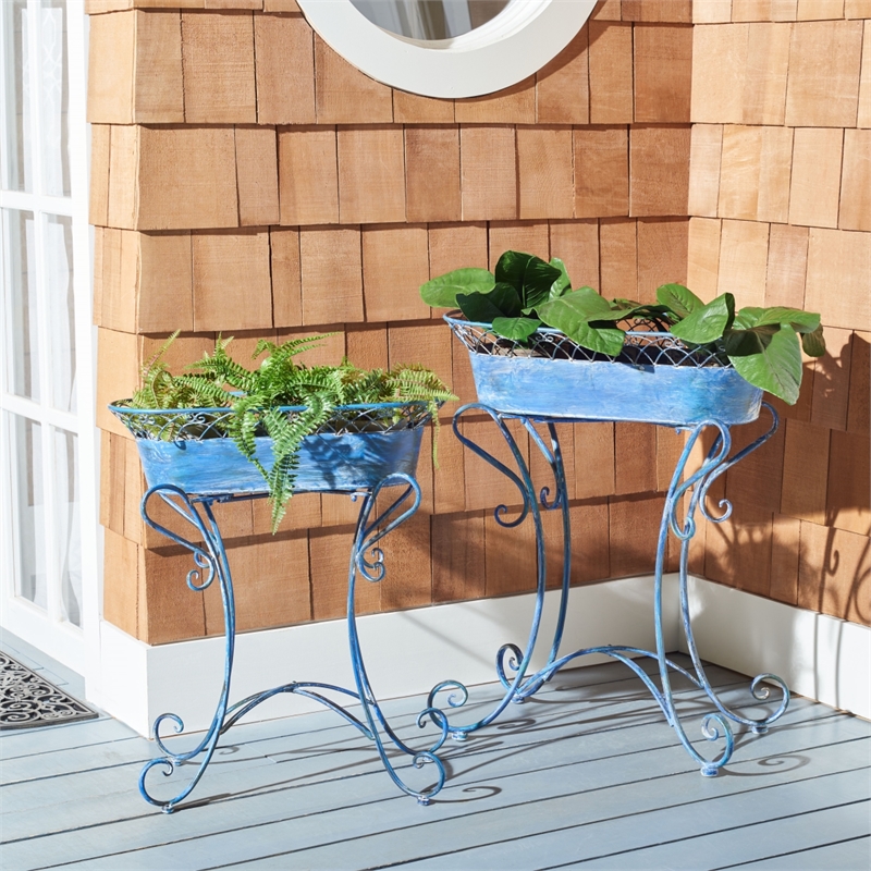 Safavieh Hendrick Iron Planters in Blue