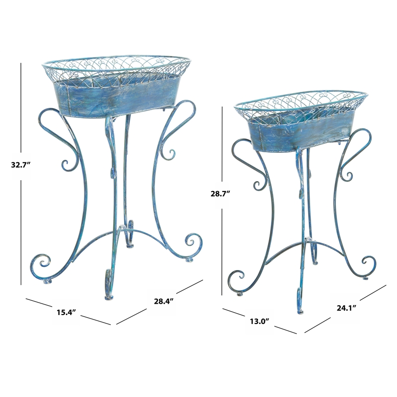 Safavieh Hendrick Iron Planters in Blue