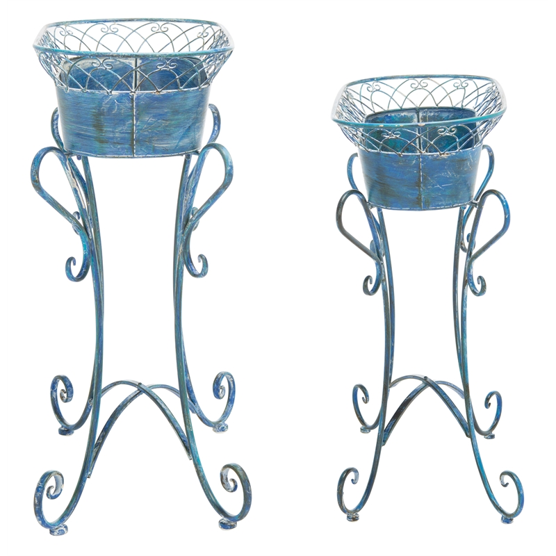 Safavieh Hendrick Iron Planters in Blue