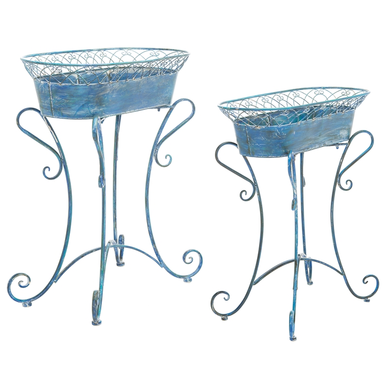 Safavieh Hendrick Iron Planters in Blue