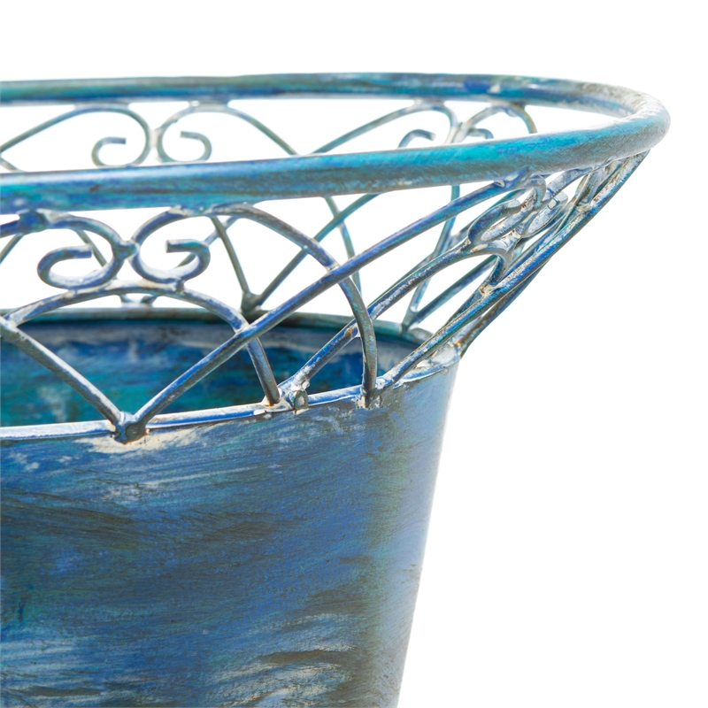 Safavieh Hendrick Iron Planters in Blue
