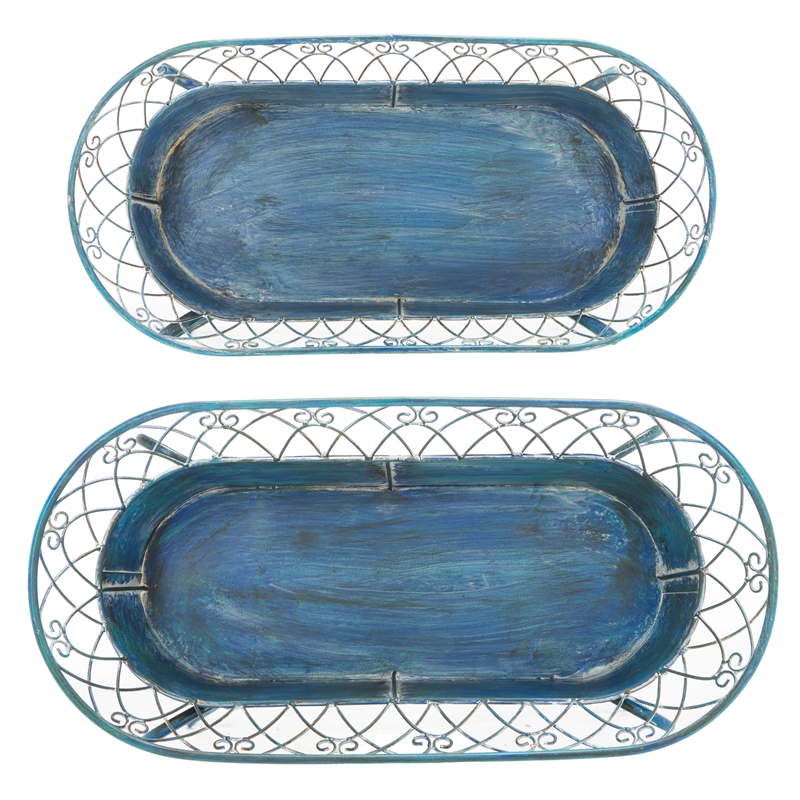 Safavieh Hendrick Iron Planters in Blue