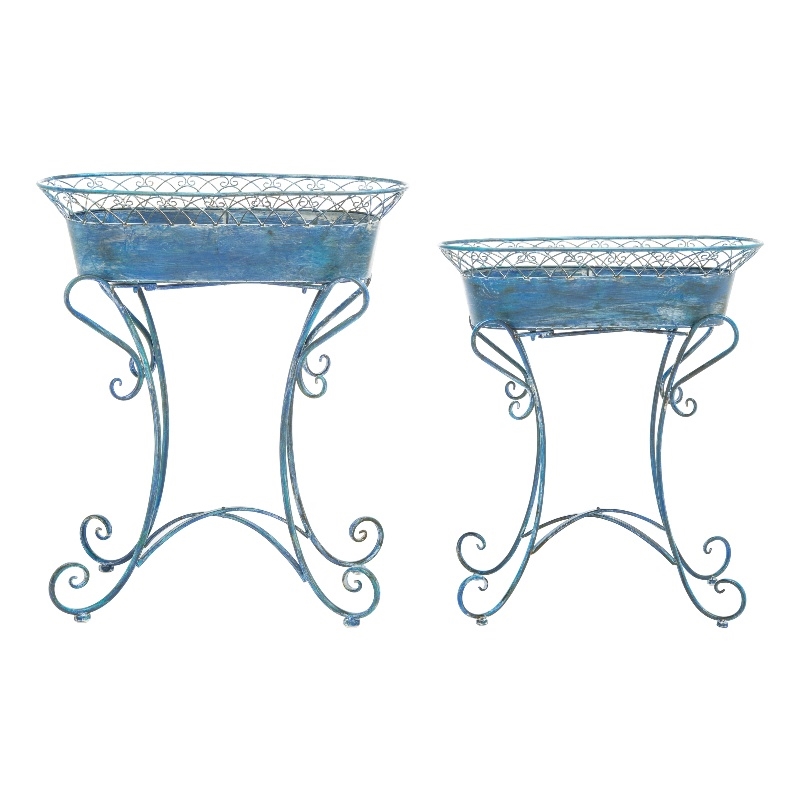 Safavieh Hendrick Iron Planters in Blue