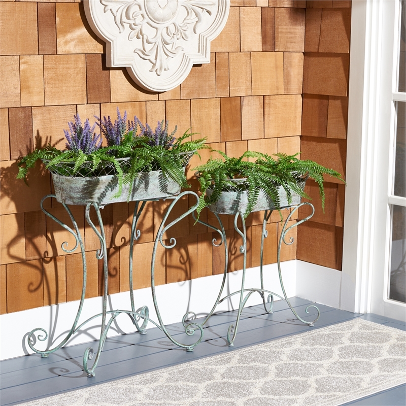 Safavieh Hendrick Iron Planters in Green