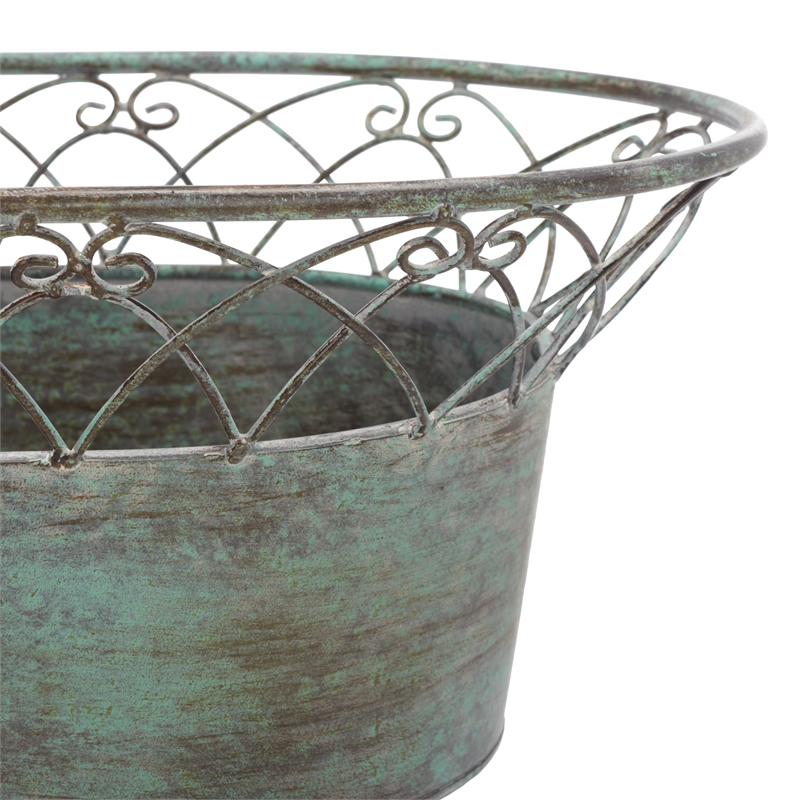 Safavieh Hendrick Iron Planters in Green