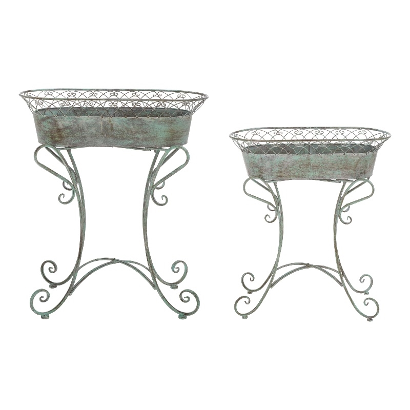 Safavieh Hendrick Iron Planters in Green