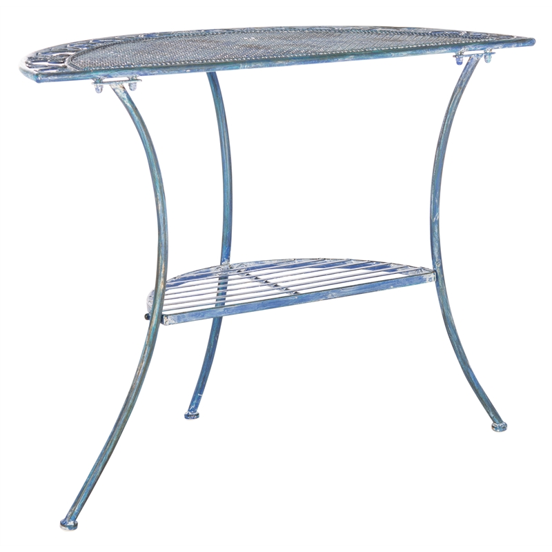 Safavieh Genson Half-Moon Iron Console Table in Blue
