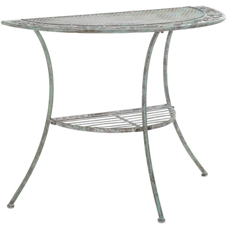 Safavieh Genson Half-Moon Iron Console Table in Green