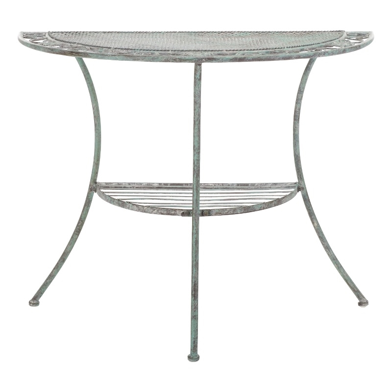 Safavieh Genson Half-Moon Iron Console Table in Green