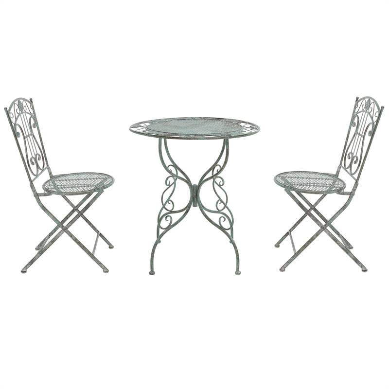 Safavieh Semly 3Pcs Iron Bistro Setting in Green