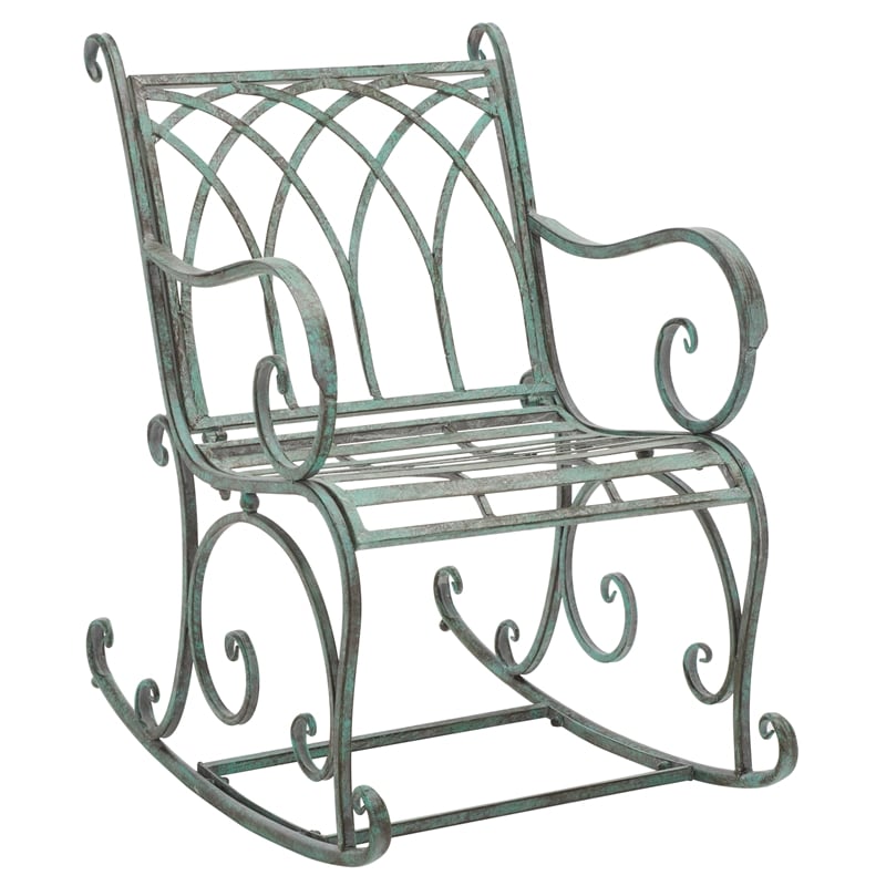 Safavieh Medrano Iron Rocking Chair in Green
