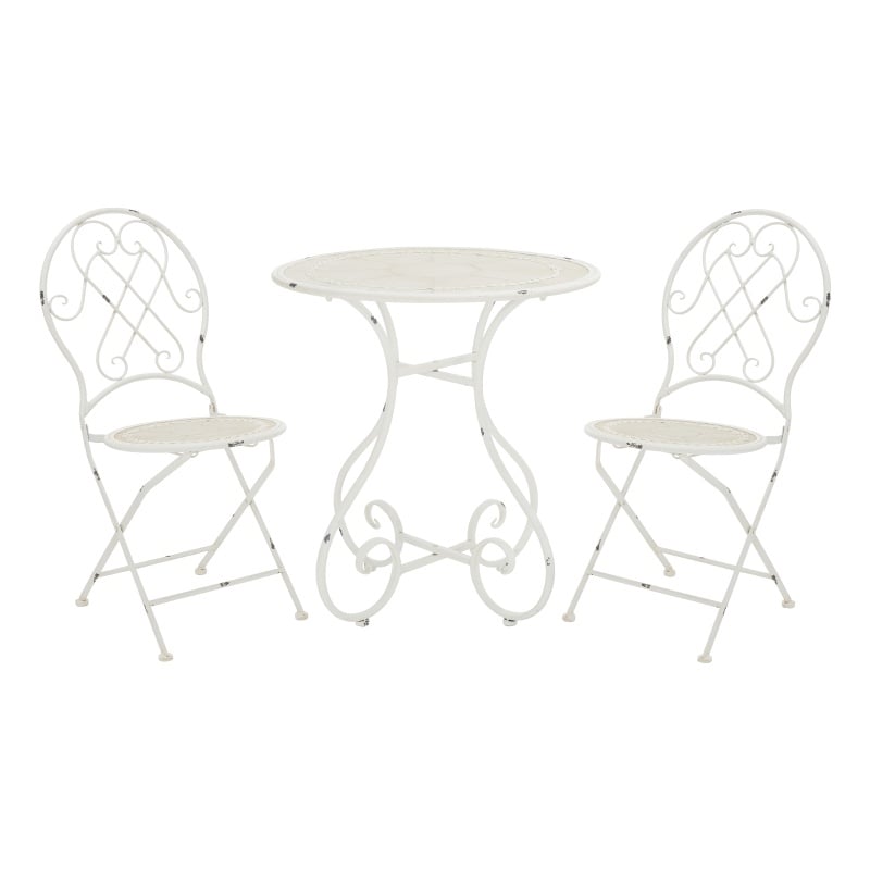 Safavieh Adriel 3Pc Iron Bistro Set in  White
